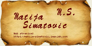 Matija Simatović vizit kartica